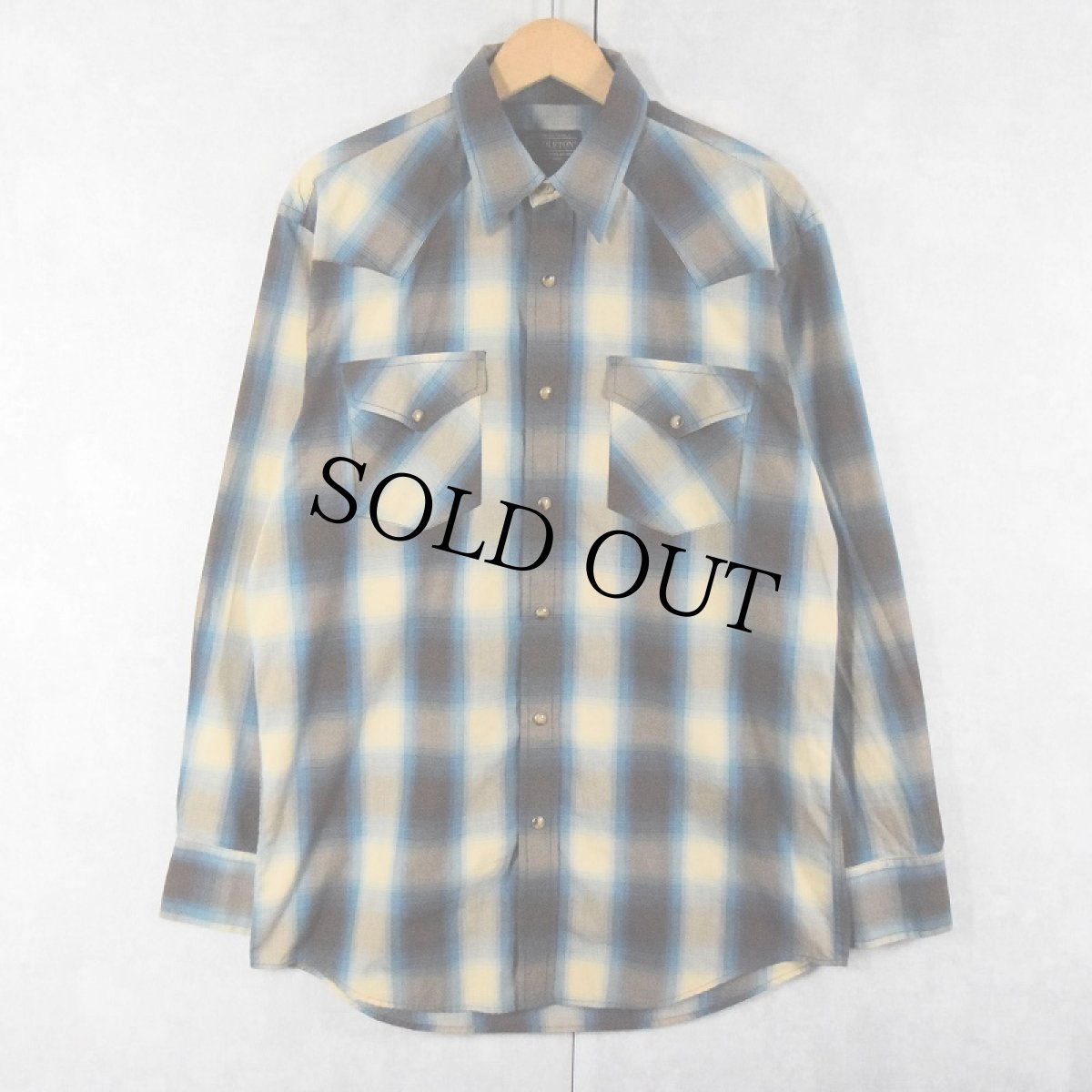 画像1: PENDLETON オンブレーチェック柄 コットン×ポリエステル ウエスタンシャツ M (1)