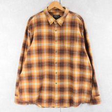 画像1: PENDLETON オンブレーチェック柄 コットンボタンダウンシャツ L (1)