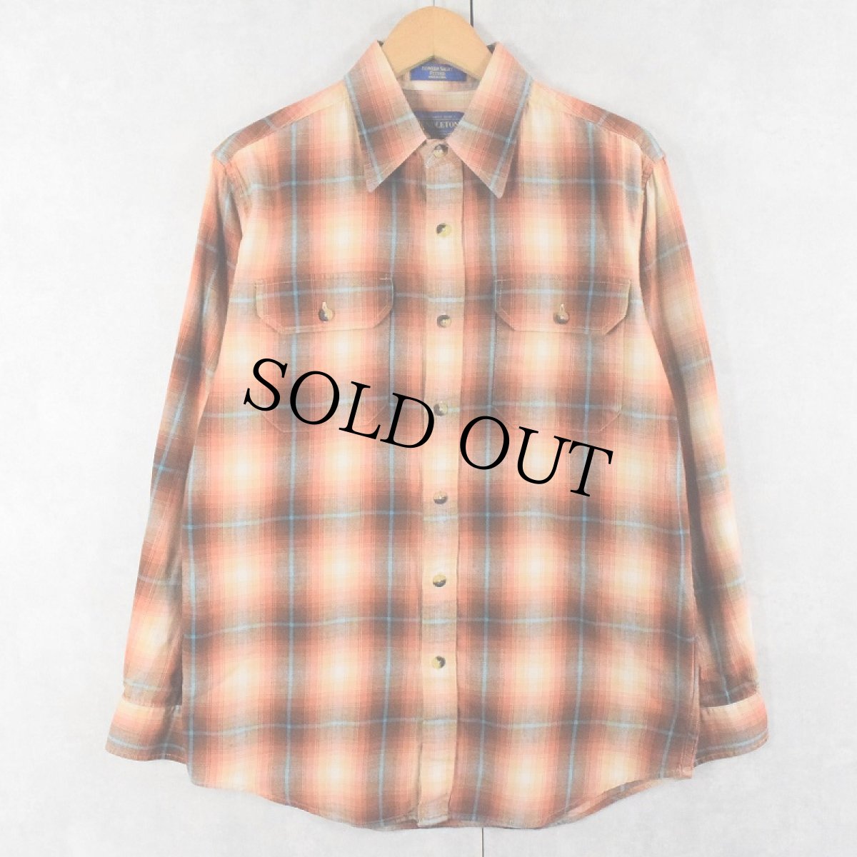 画像1: PENDLETON オンブレーチェック柄 コットン×ウールシャツ M (1)