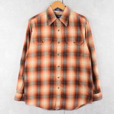 画像1: PENDLETON オンブレーチェック柄 コットン×ウールシャツ M (1)