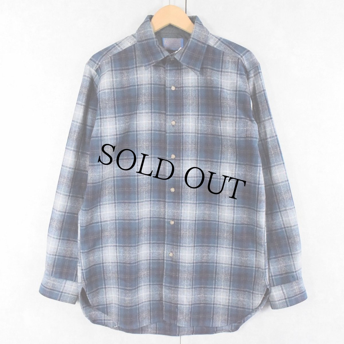 画像1: 70's PENDLETON USA製 オンブレーチェック柄 ウールシャツ M (1)