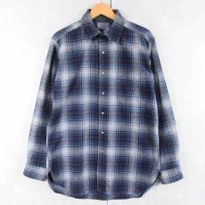 画像1: 70's PENDLETON USA製 オンブレーチェック柄 ウールシャツ M (1)