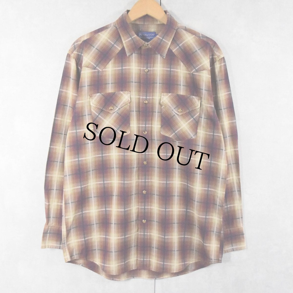 画像1: PENDLETON オンブレーチェック柄 コットン×ポリエステル ウエスタンシャツ M (1)