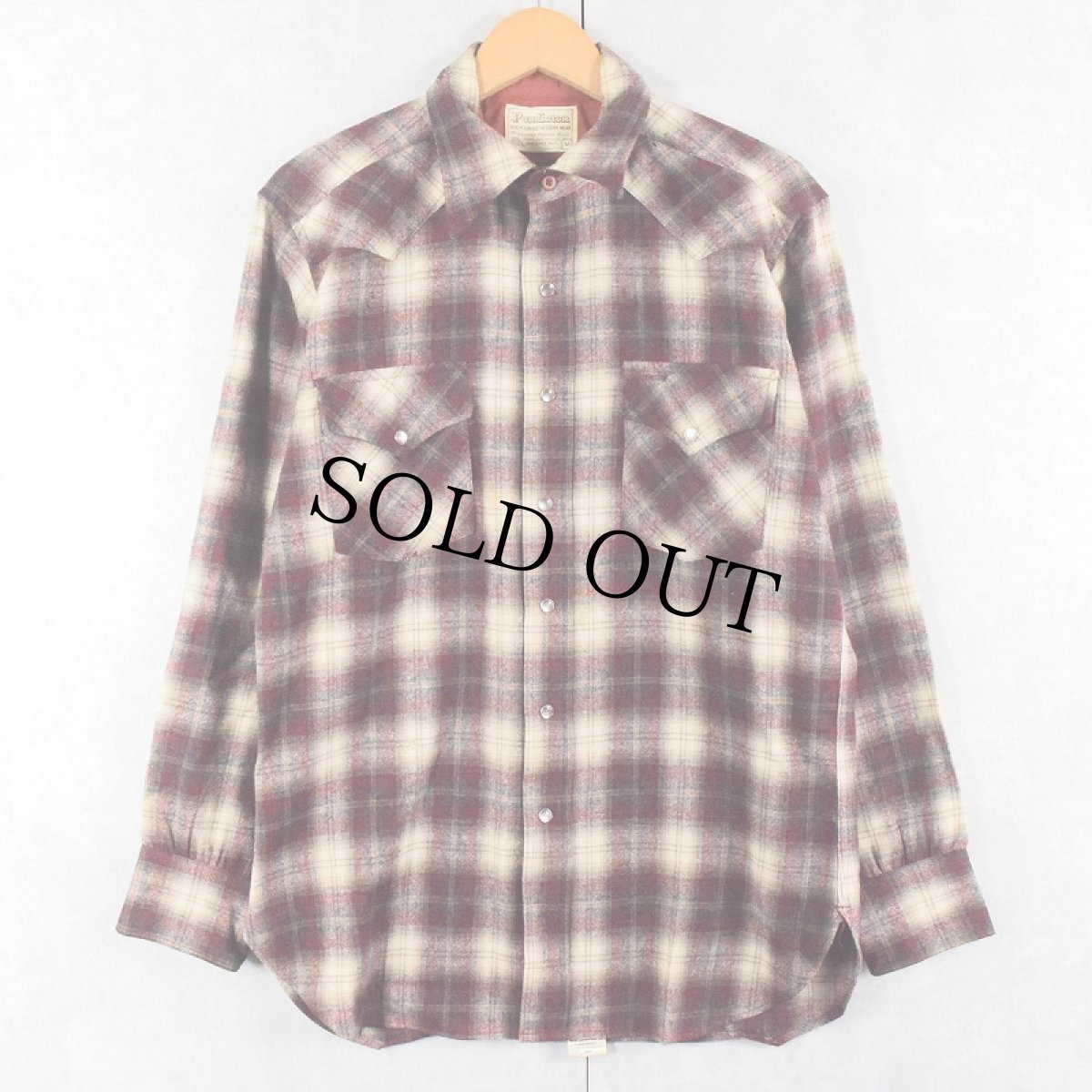 画像1: 70's PENDLETON オンブレーチェック柄 ウールウエスタンシャツ M (1)