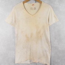 画像1: 70's Hanes USA製 無地VネックTシャツ M (1)