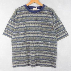 画像1: 90's Ocean Pacific USA製 ネイティブボーダー柄 ポケットTシャツ L (1)