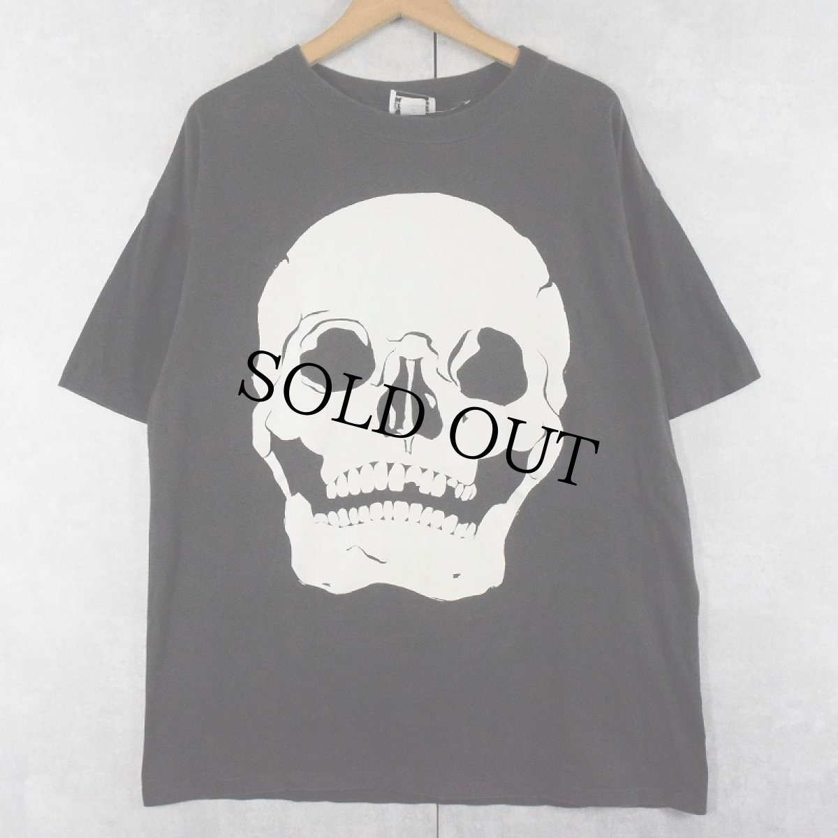 画像1: 90's WILD ELEPHANT "RATTLE MY BONES" スカル 蓄光プリントTシャツ BLACK XL (1)