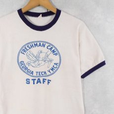画像1: 60's Champion C中ランタグ "FRESHMAN CAMP" プリントリンガーTシャツ L (1)