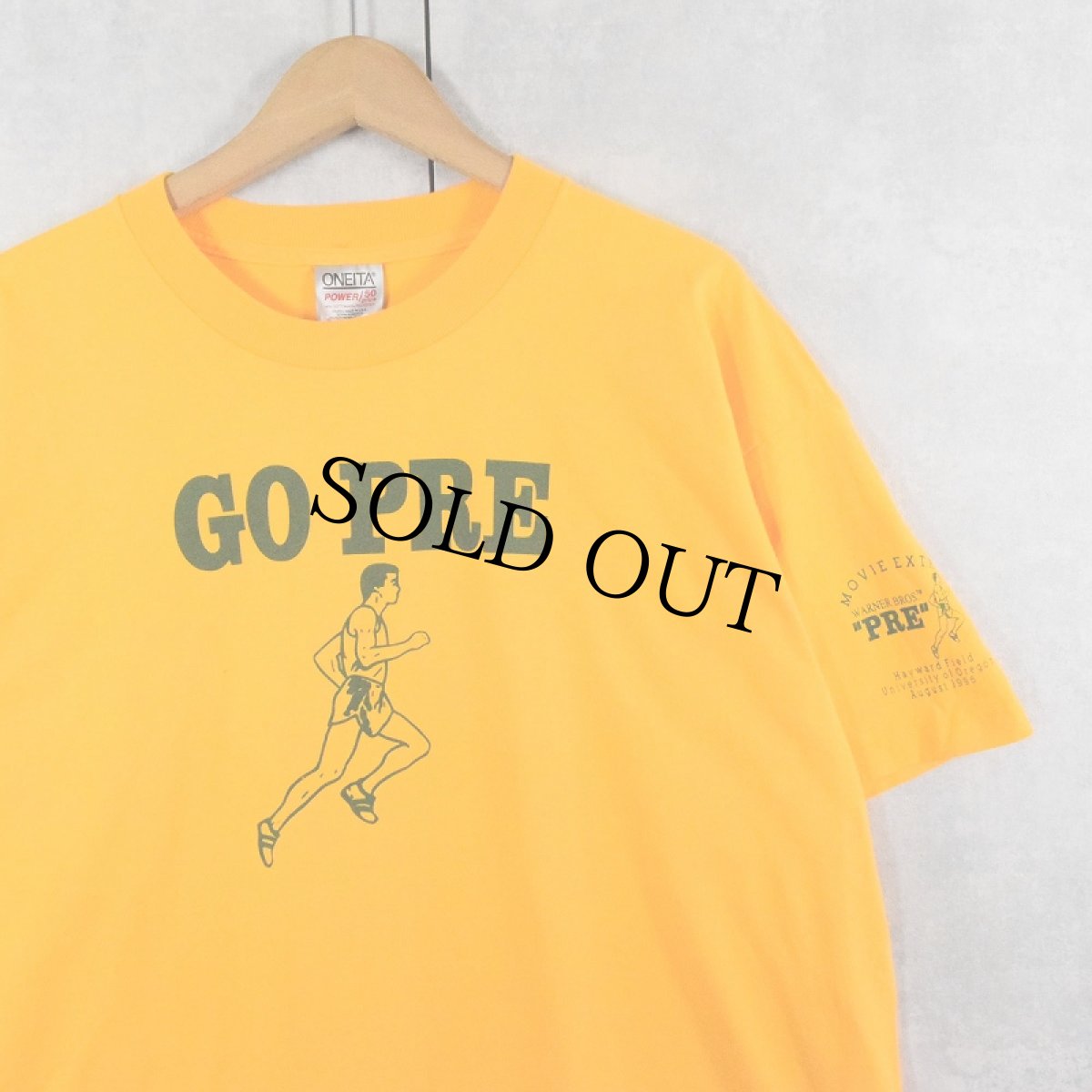 画像1: 90's "GO PRE" ランナープリントTシャツ XL (1)