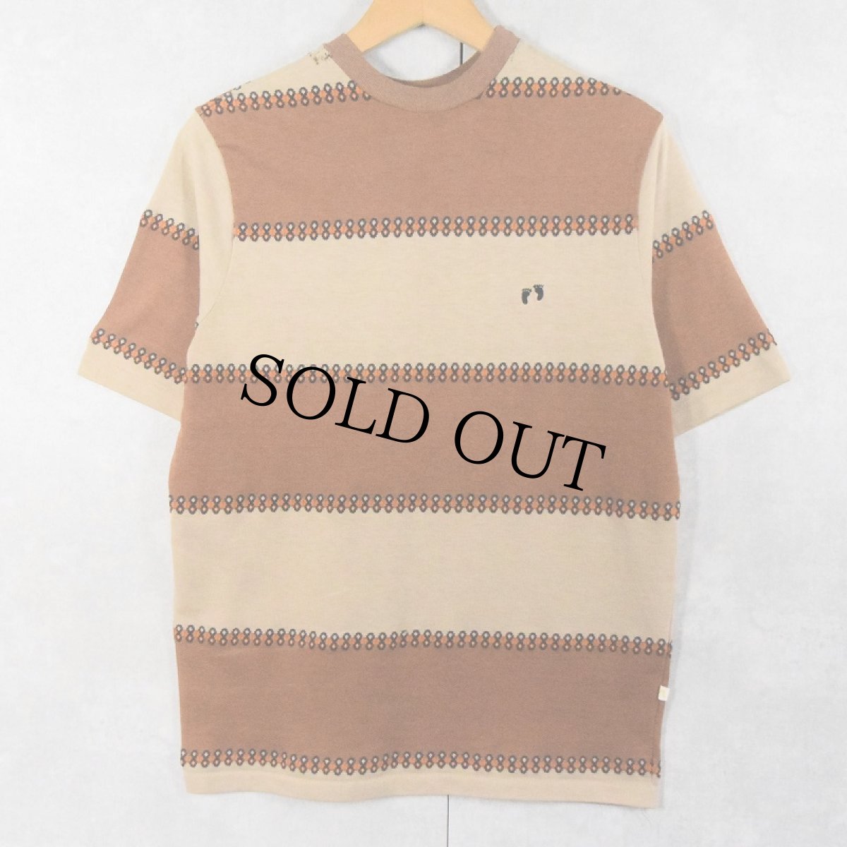 画像1: 70's HANG TEN ボーダー柄織り ニットTシャツ M (1)