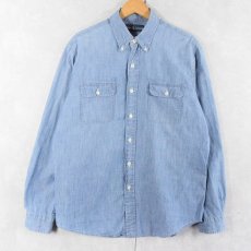 画像1: Ralph Lauren シャンブレーボタンダウンシャツ L (1)