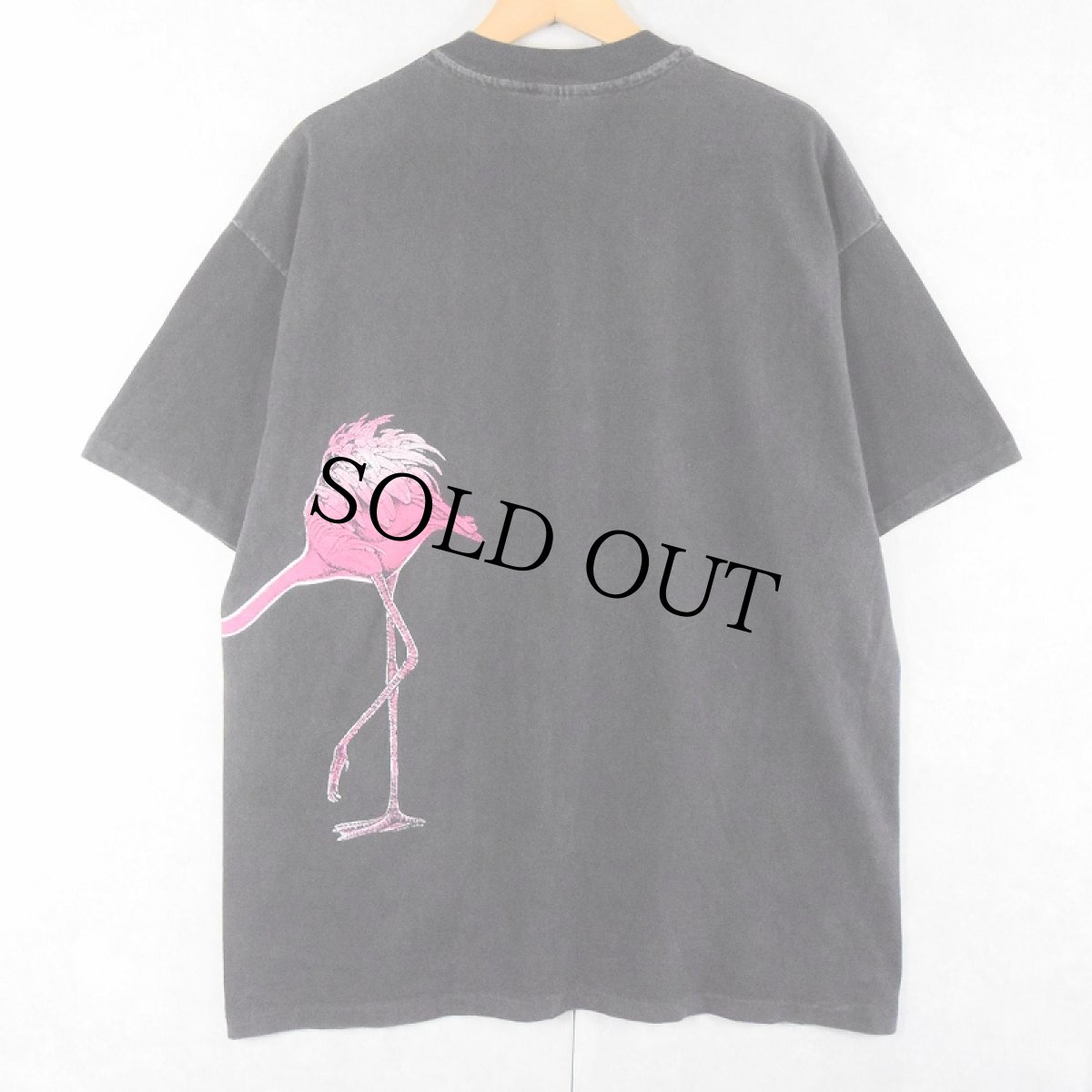 画像2: 80's HARLEQUIN USA製 フラミンゴ 巻きプリントTシャツ BLACK XXL (2)