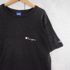 画像1: 80〜90's Champion USA製 青刺繍タグ 後期 ロゴプリントTシャツ BLACK L (1)