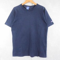 画像1: 80〜90's Champion USA製 青刺繍タグ 後期 無地Tシャツ NAVY L (1)