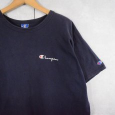 画像1: 80〜90's Champion USA製 青刺繍タグ 後期 ロゴプリントTシャツ NAVY XXL (1)