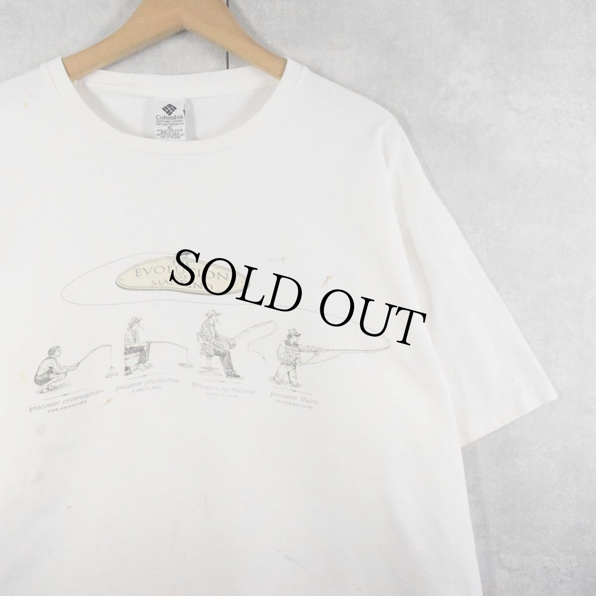 画像1: 90's COLUMBIA USA製 "THE EVOLUTION OF MANKID" プリントTシャツ XL (1)