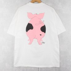 画像2: 90's USA製 豚 プリントTシャツ XL (2)