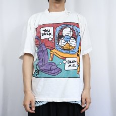 画像2: "YOU SUCK" "BLOW ME" シュールイラストプリントTシャツ (2)