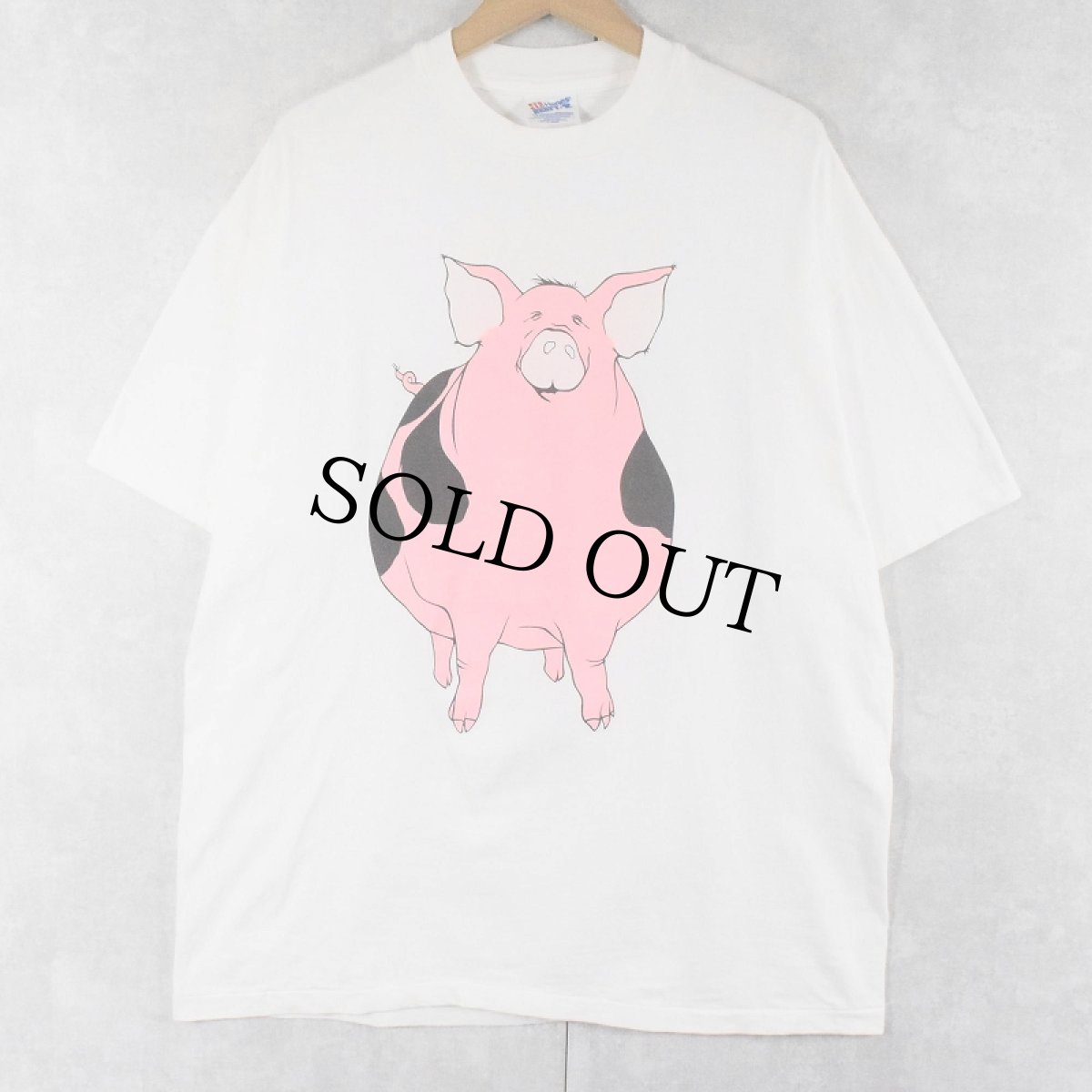画像1: 90's USA製 豚 プリントTシャツ XL (1)