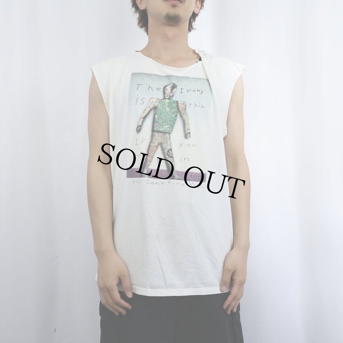 画像2: Richard Stain "The Irony..." プリントカットオフTシャツ (2)