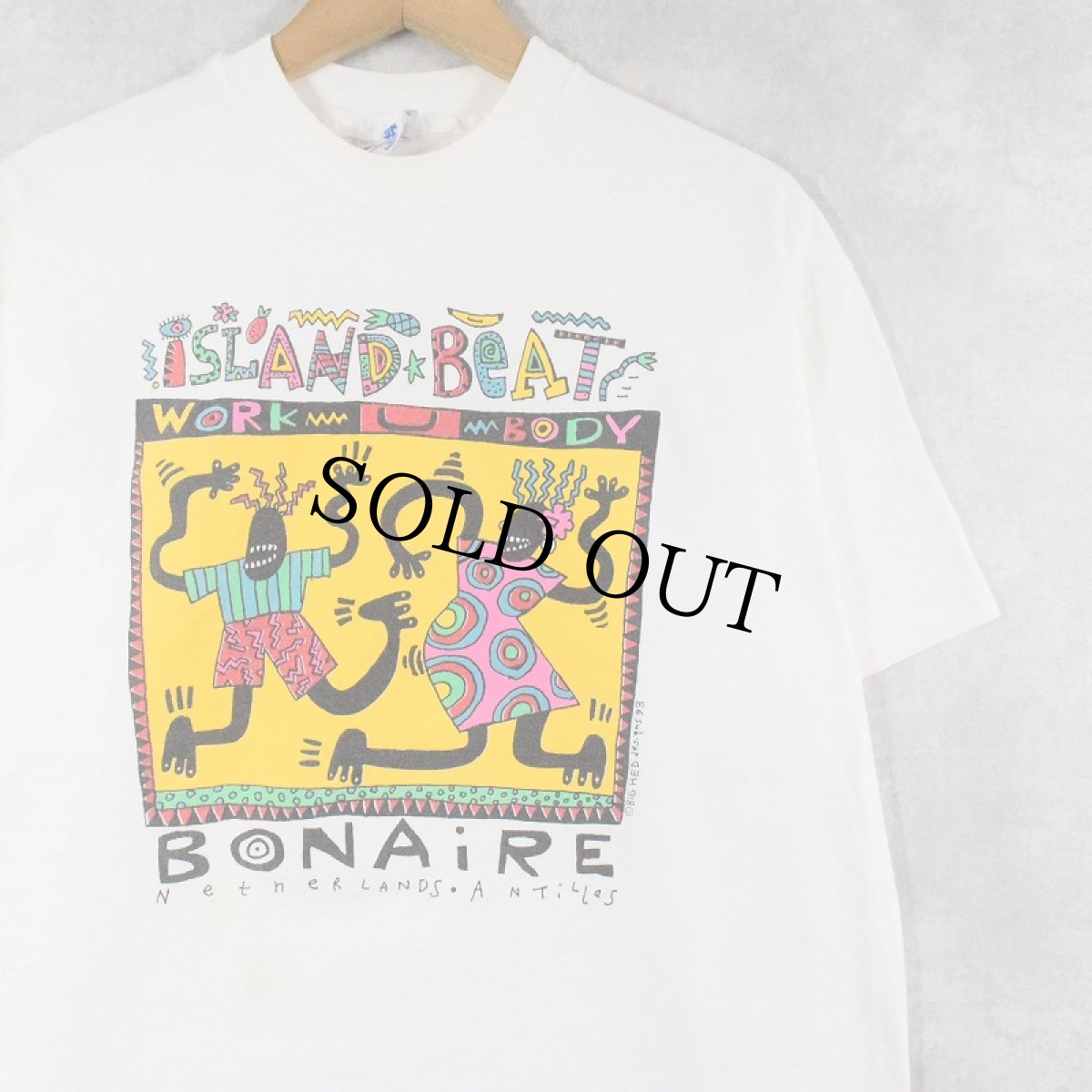 画像1: 90's BIG HED "BONAiRE" アートプリントTシャツ L (1)