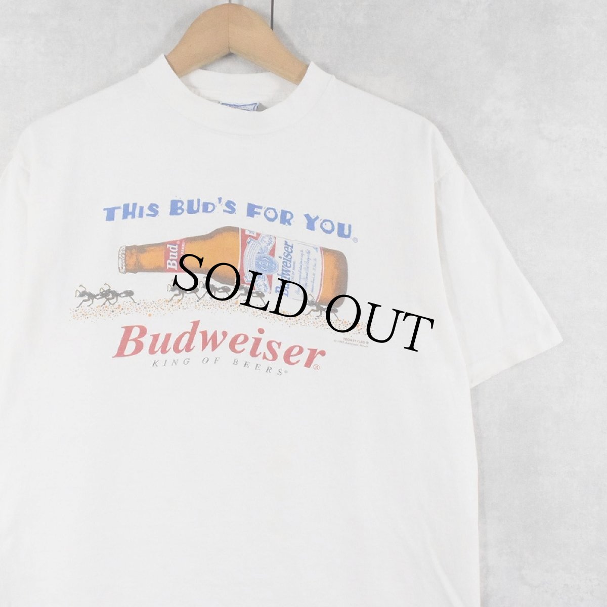 画像1: 90's Budweiser "THIS BUD'S FOR YOU..." ビールメーカープリントTシャツ L (1)