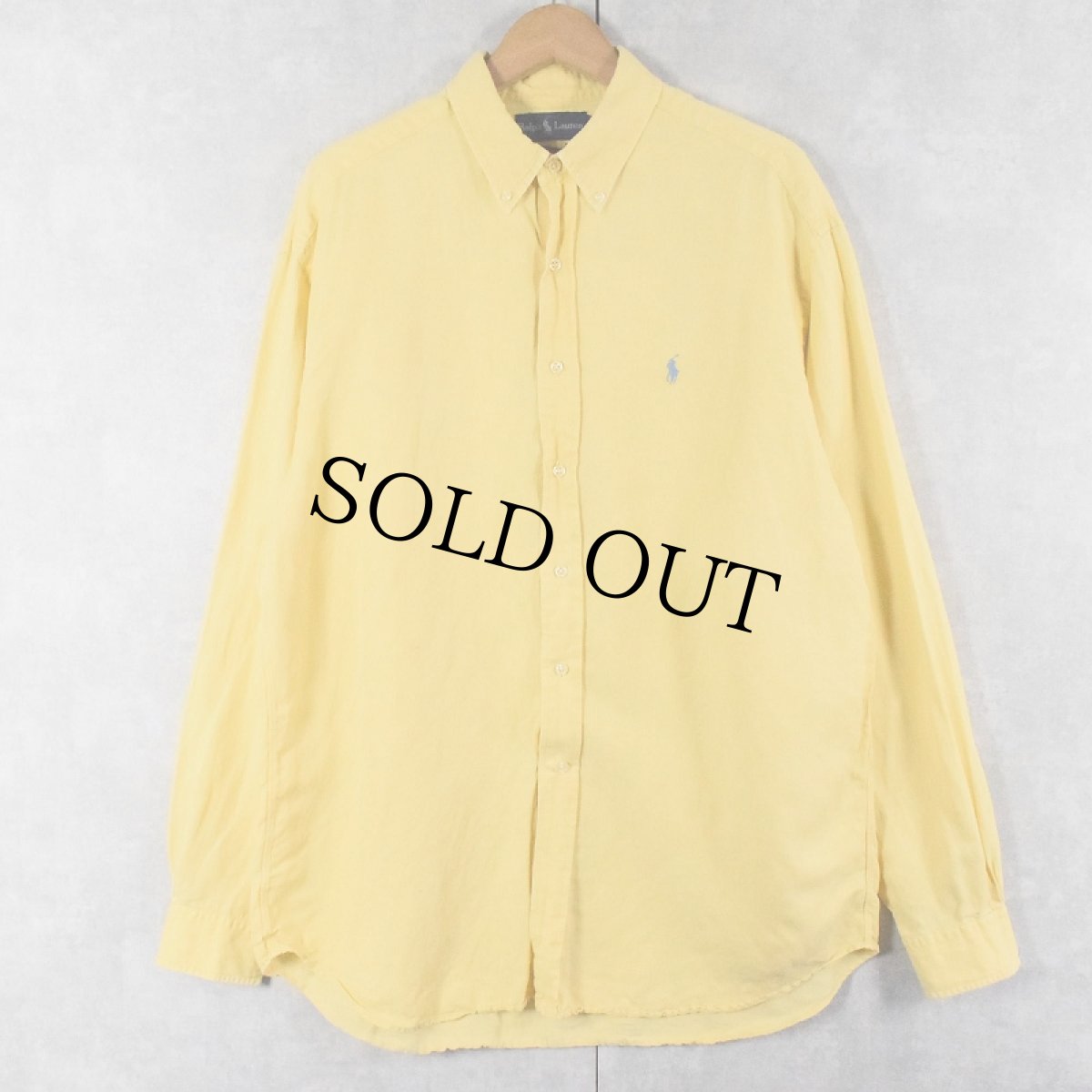 画像1: Ralph Lauren "BLAKE" シルク×リネンボタンダウンシャツ L (1)