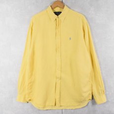 画像1: Ralph Lauren "BLAKE" シルク×リネンボタンダウンシャツ L (1)
