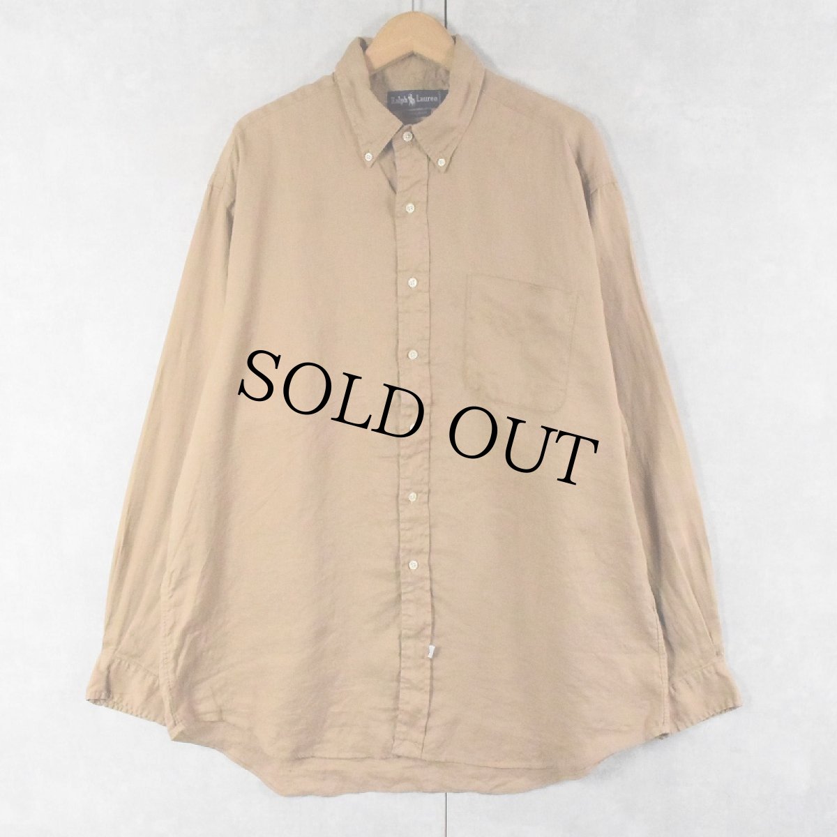 画像1: 90's Ralph Lauren リネンボタンダウンシャツ XL (1)
