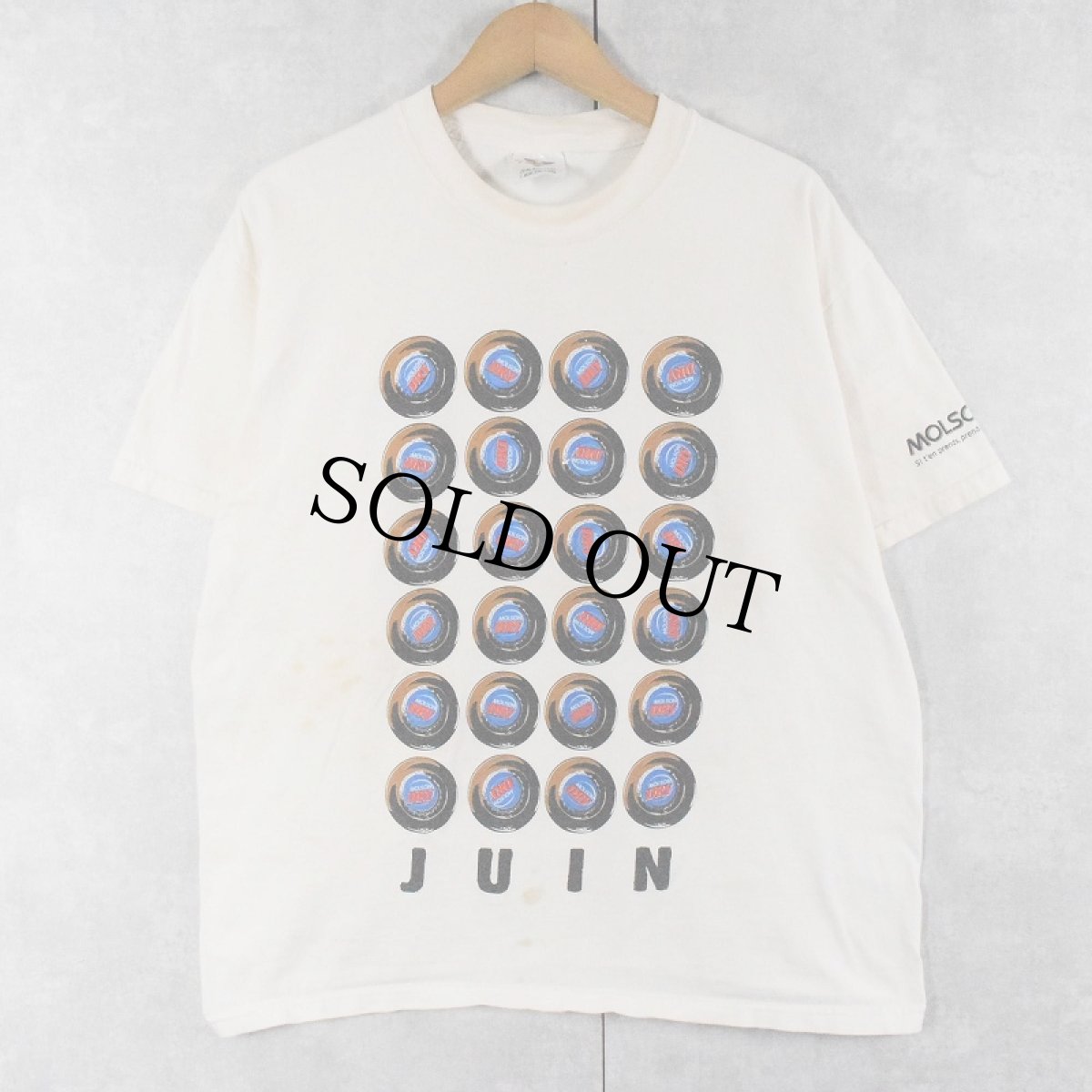 画像1: 90's MOLSON DRY "JUIN" ビールメーカープリントTシャツ L (1)