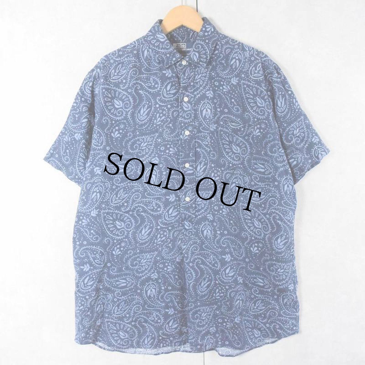 画像1: POLO Ralph Lauren "CAMBRIDGE" ペイズリー柄 リネンプルオーバーシャツ NAVY M (1)