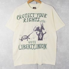 画像1: 90's USA製 "PROTECT YOUR RIGHTS VOTE LIBERTY UNION" プリントTシャツ L (1)