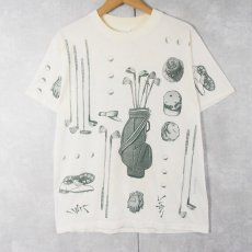画像1: 90's Painted Lady USA製 ゴルフプリントTシャツ L (1)