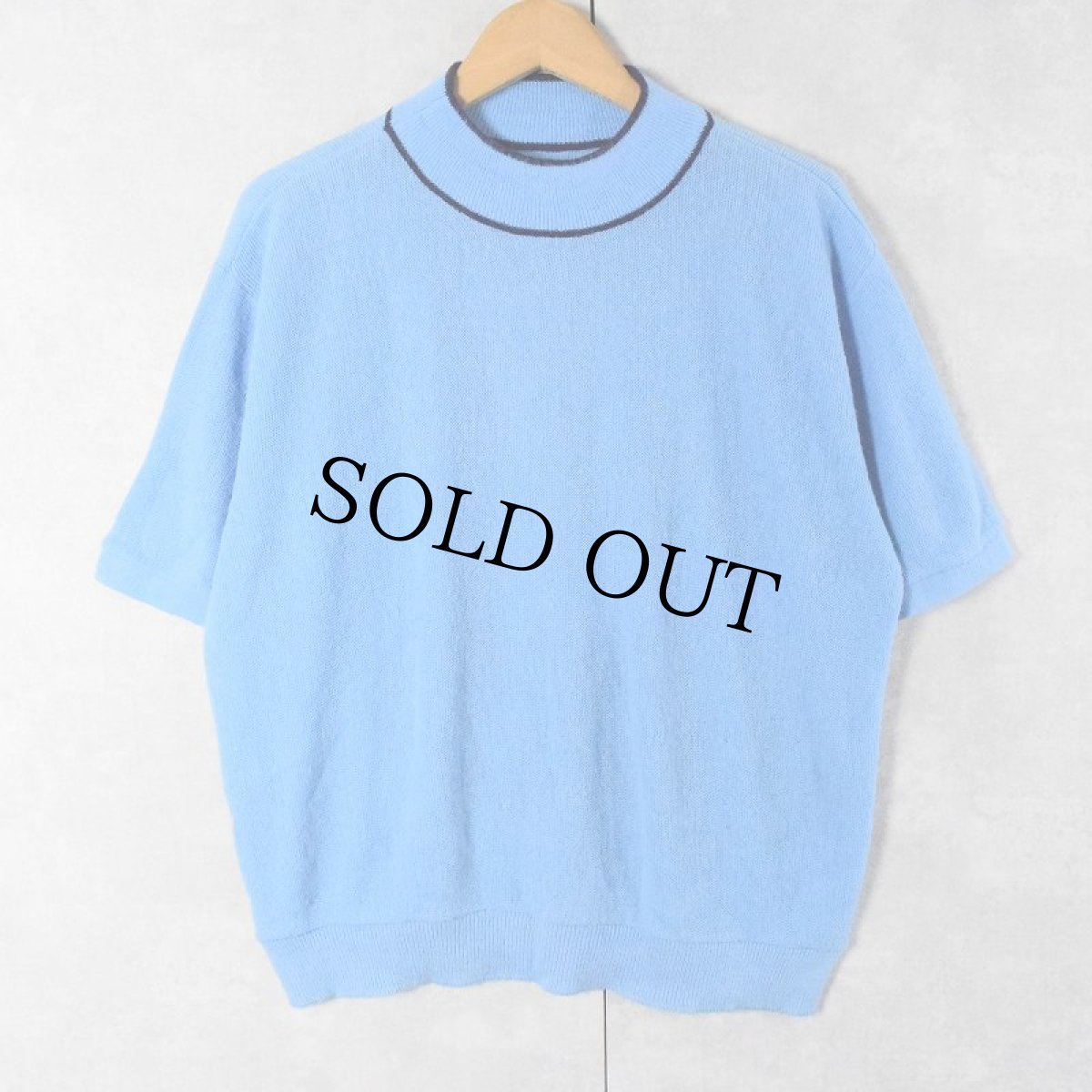 画像1: 70's〜 モックネック アクリルニットTシャツ (1)