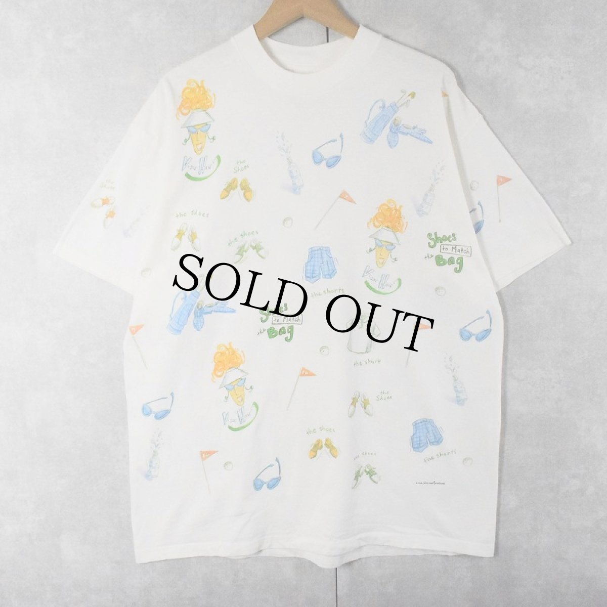 画像1: 90's  rel-e-vant products USA製 イラストプリントTシャツ XL (1)