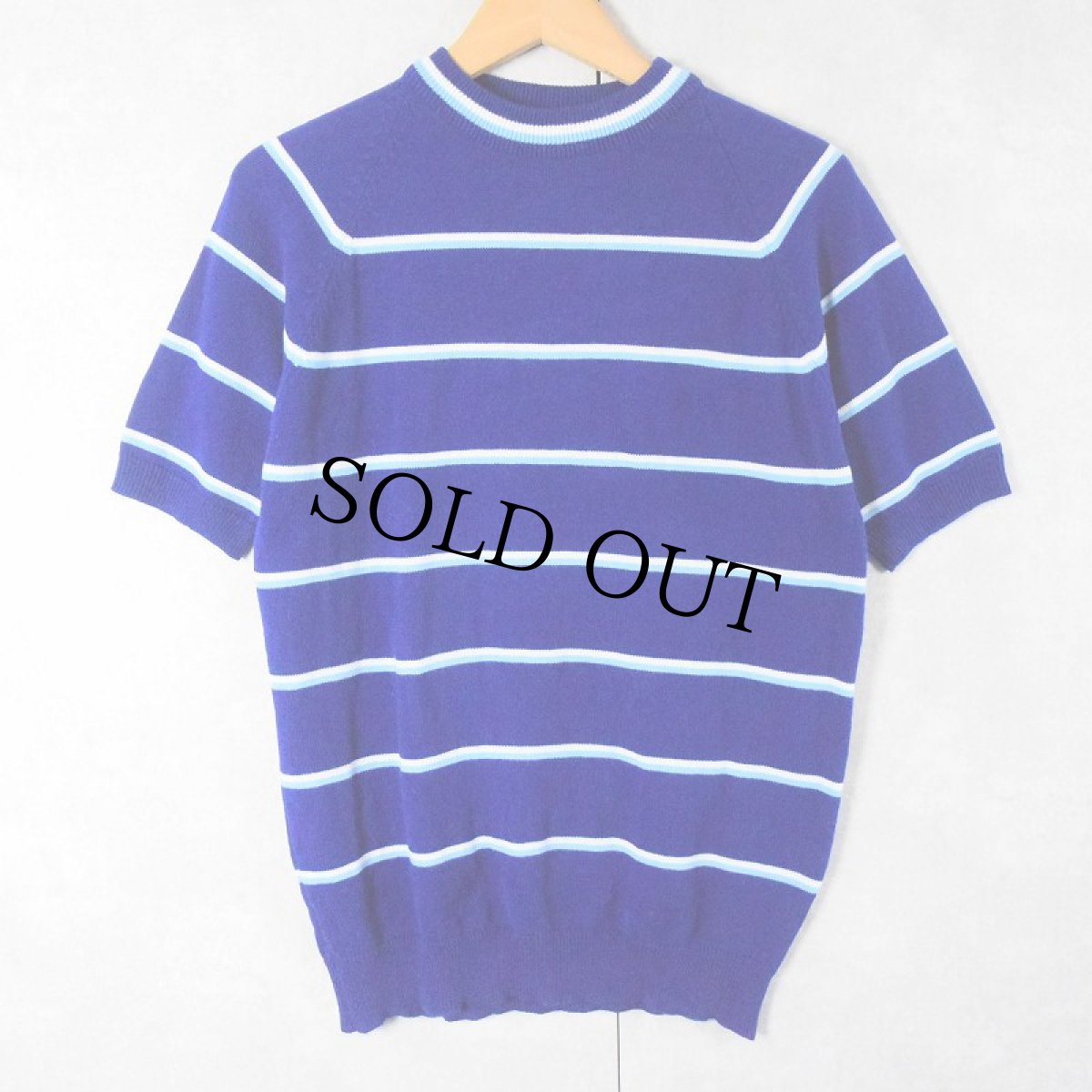 画像1: 70's TOWNCRAFT Penneys ボーダー柄 アクリルニットTシャツ M (1)