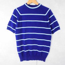 画像1: 70's TOWNCRAFT Penneys ボーダー柄 アクリルニットTシャツ M (1)