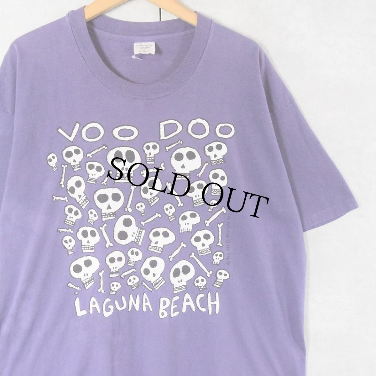 画像1: 90's BIG HED USA製 "VOO DOO LAGUNA BEACH" アートプリントTシャツ XL (1)