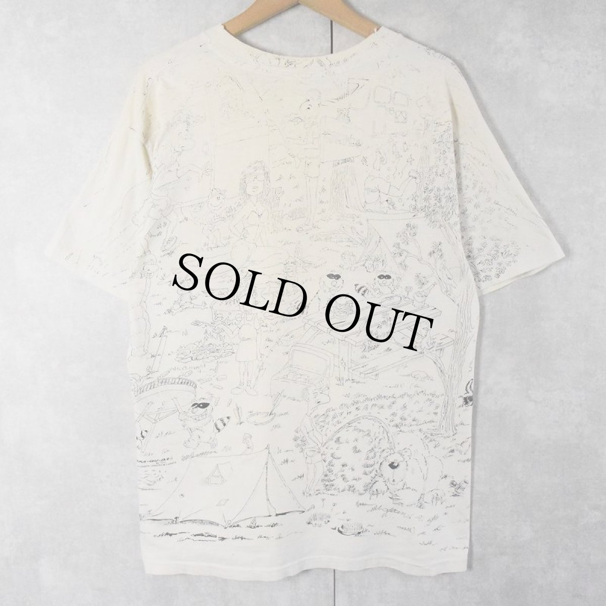 画像2: 90's BARA-QU-DA 大判 イラストプリントTシャツ L (2)