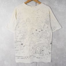 画像2: 90's BARA-QU-DA 大判 イラストプリントTシャツ L (2)