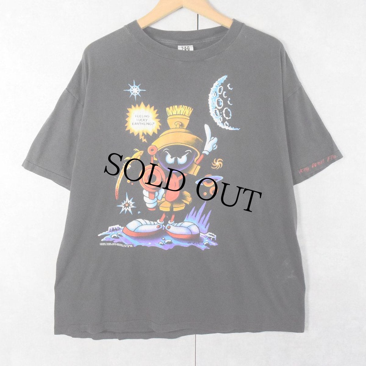 画像1: 90's Marvin the Martian USA製 キャラクタープリントTシャツ BLACK L (1)