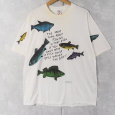 画像1: 90's SHOEBOX USA製 魚イラストプリントTシャツ XL (1)