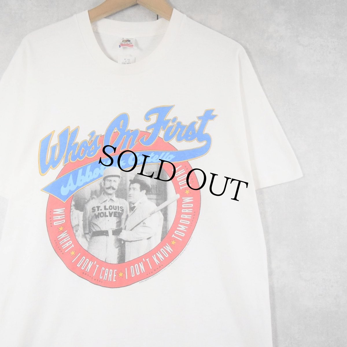 画像1: 90's Abbott And Costello "Who’s On First" コメディアンプリントTシャツ L (1)