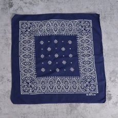 画像2: 60〜70's FAST COLOR USA製 総柄 バンダナ NAVY (2)