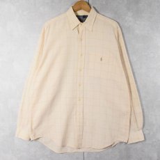 画像1: POLO Ralph Lauren "LOWELL SPORT" チェック柄 コットン×リネンシャツ L (1)