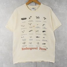 画像1: 2000's "Endangered Feces" シュールイラストプリントTシャツ L (1)