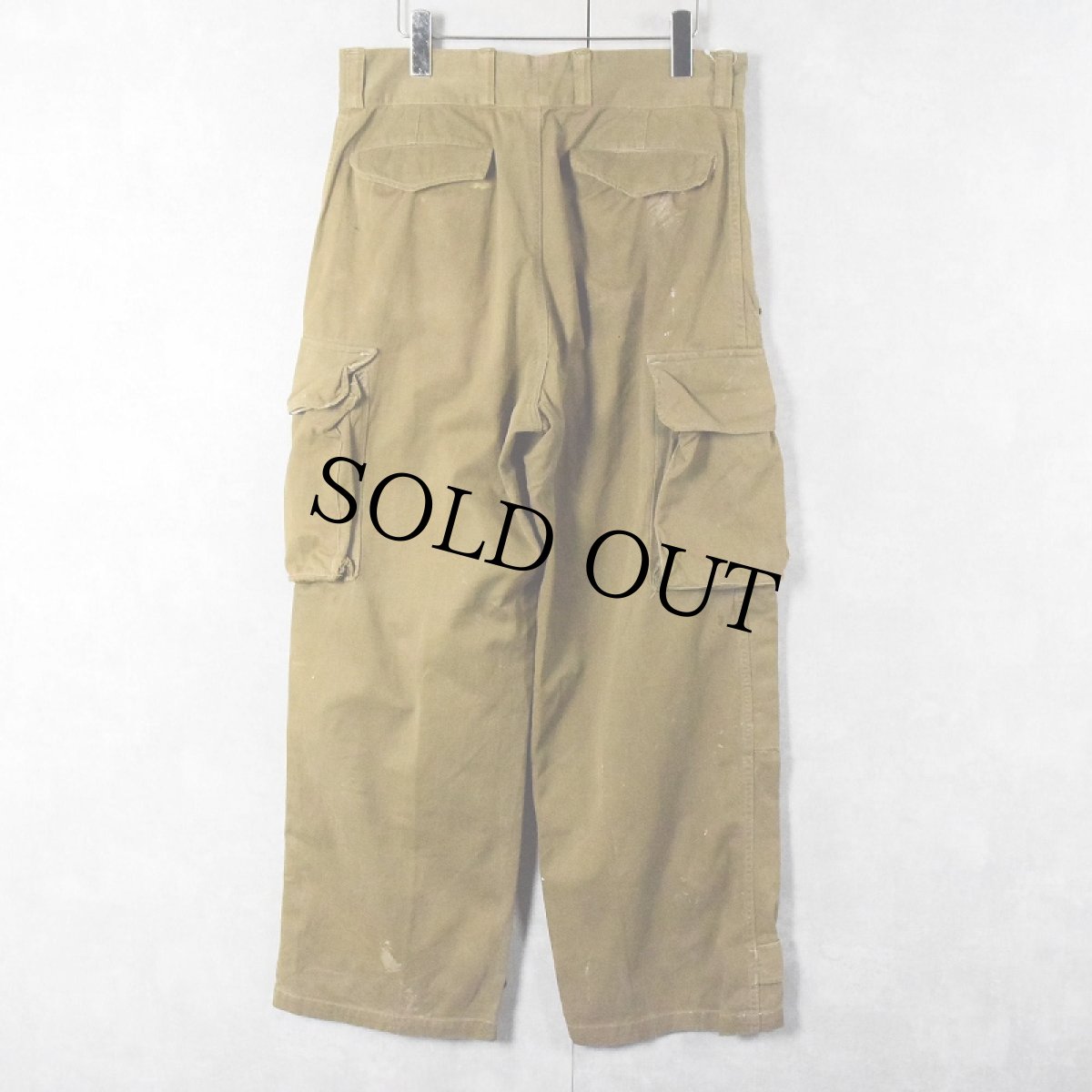 画像2: 60's FRENCH ARMY M-47 後期 HBT カーゴパンツ W32 (2)
