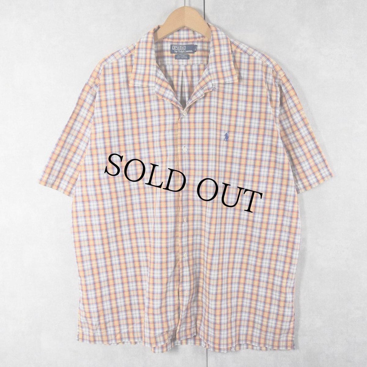 画像2: POLO Ralph Lauren "CALDWELL" ロゴ刺繍 チェック柄 コットンオープンカラーシャツ XL (2)