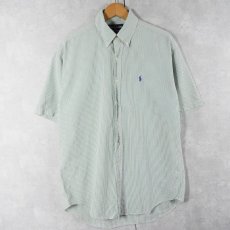 画像1: POLO Ralph Lauren "BLAKE" ストライプ柄 ロゴ刺繍 シアサッカーボタンダウンシャツ M (1)