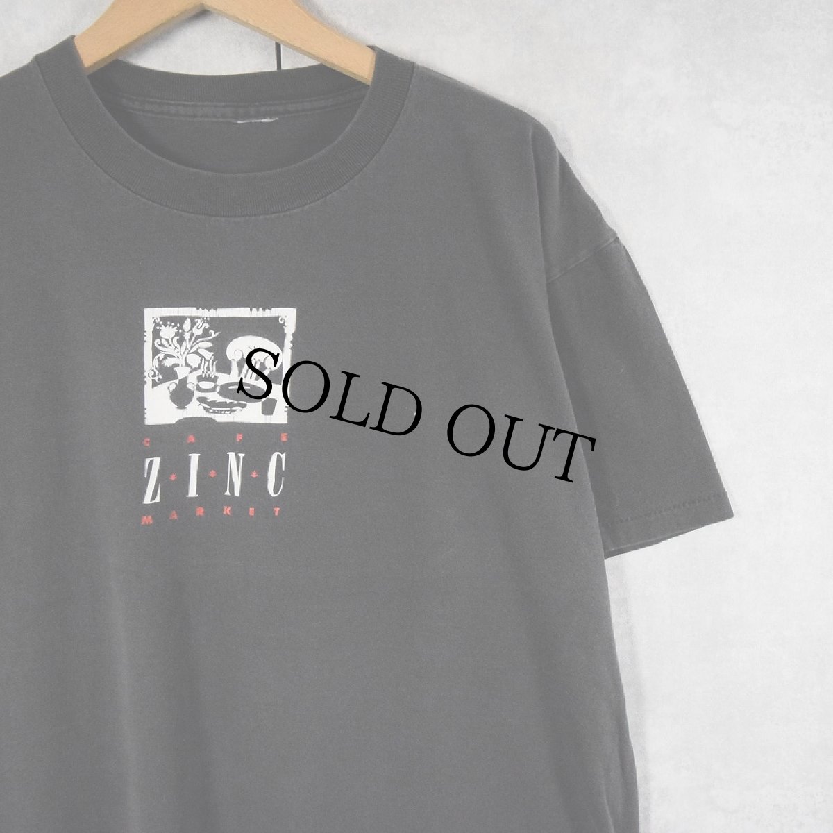 画像1: 90's CAFE ZING イラストプリント カフェTシャツ BLACK  (1)